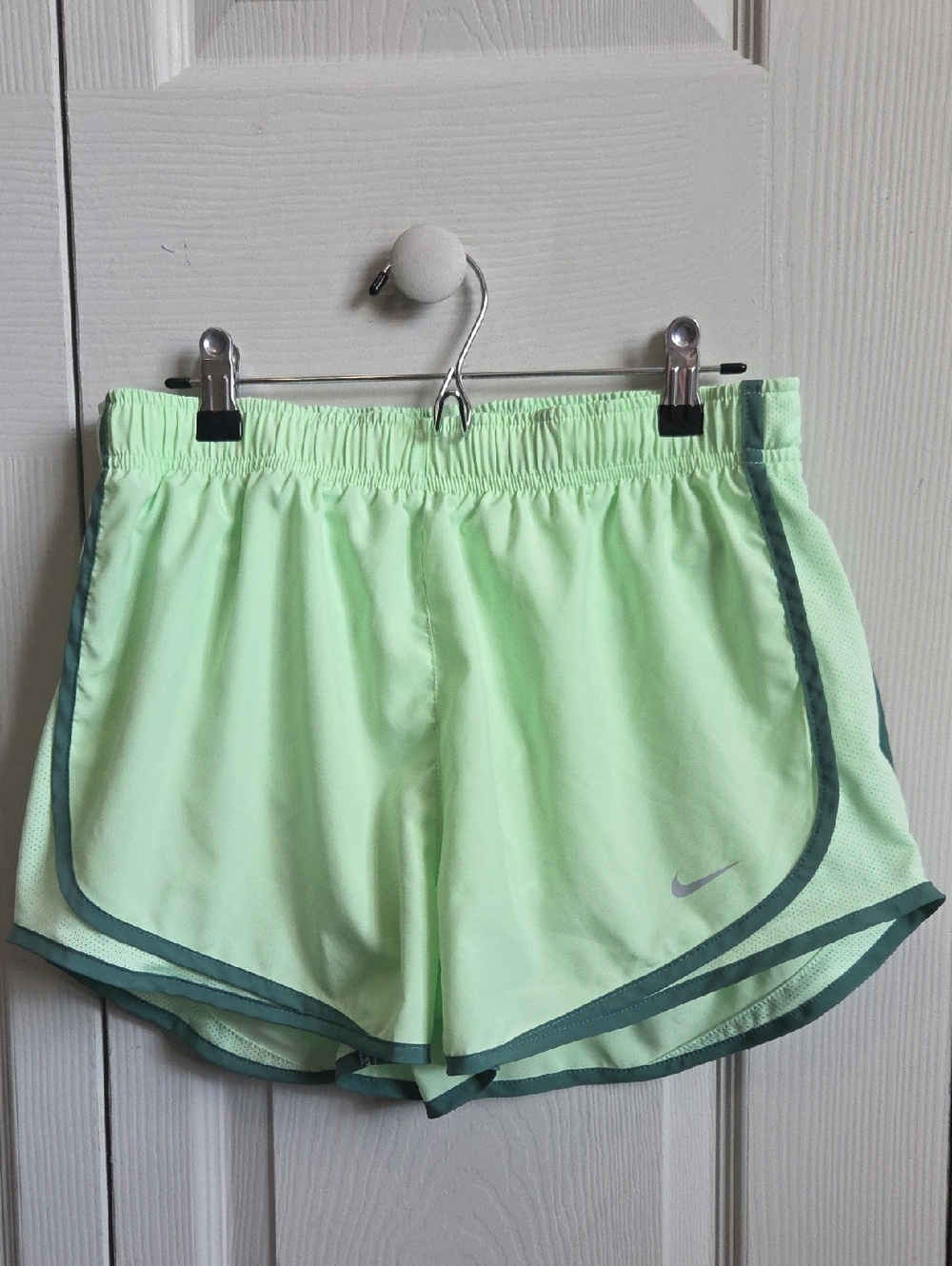 Nike Women's Mint Green Athletic Running Shorts with Teal Trim